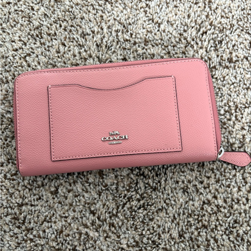 Coach Pink Leather Wallet Structured Design